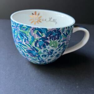 Lilly Pulitzer Blue Floral Patter Coffee Tea Cup Mug 12oz